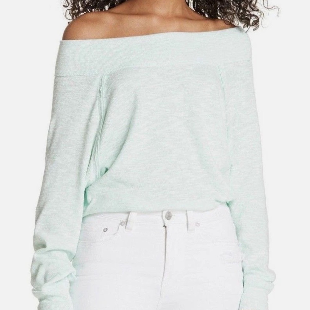 Free People We The Free Pallisades Thermal Pullover Mint Green Small Oversized